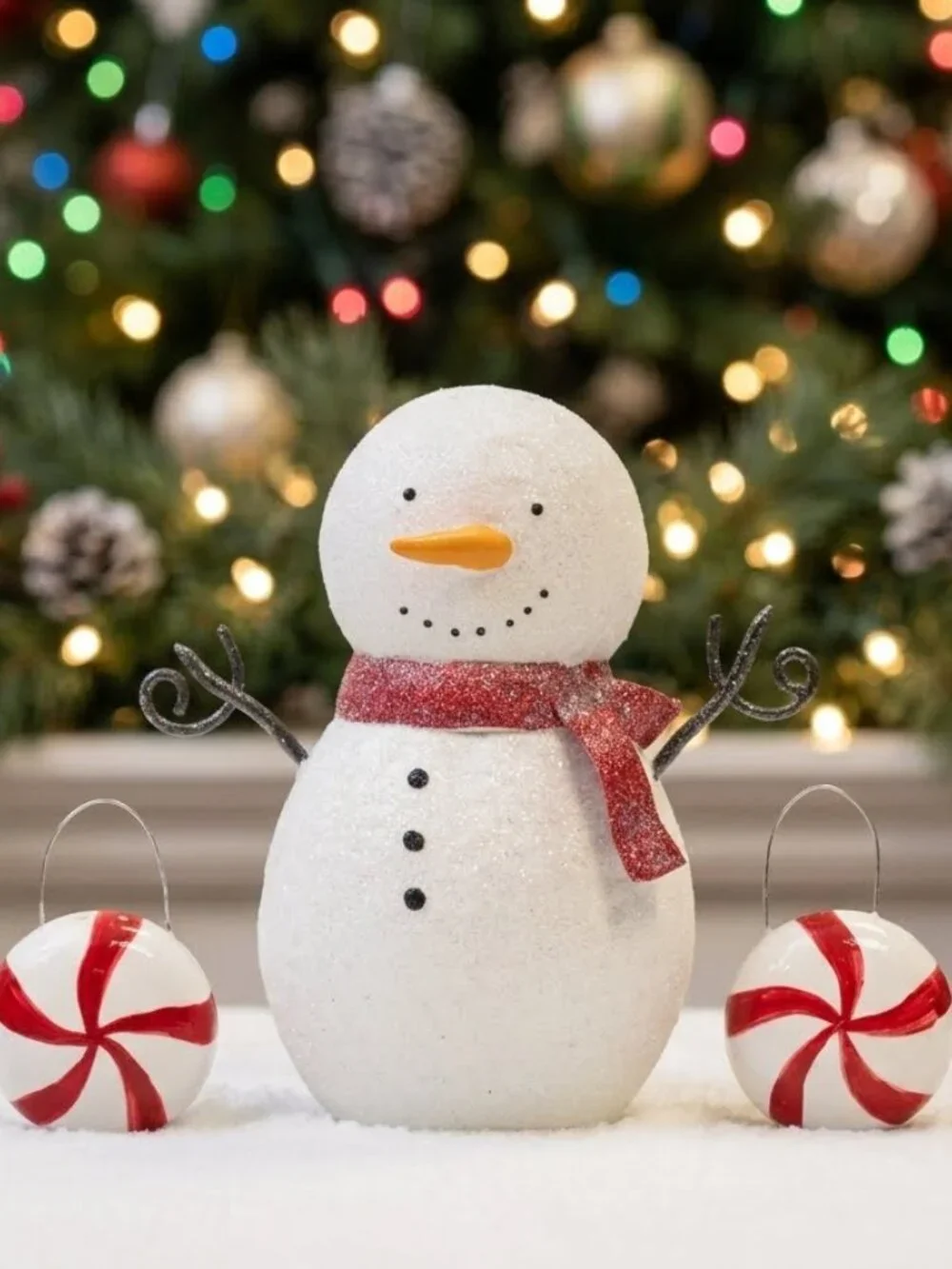 Peppermint Lane Snowman W/Red Scarf Salt & Pepper Set Red&White
